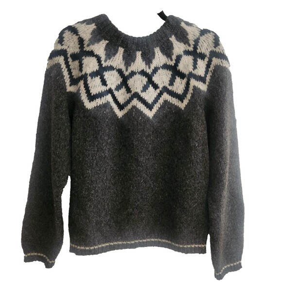 NWT Velvet Fair Isle Alpaca Wool Sweater Size S Alexa Grey NEW Made in Peru - Picture 9 of 9